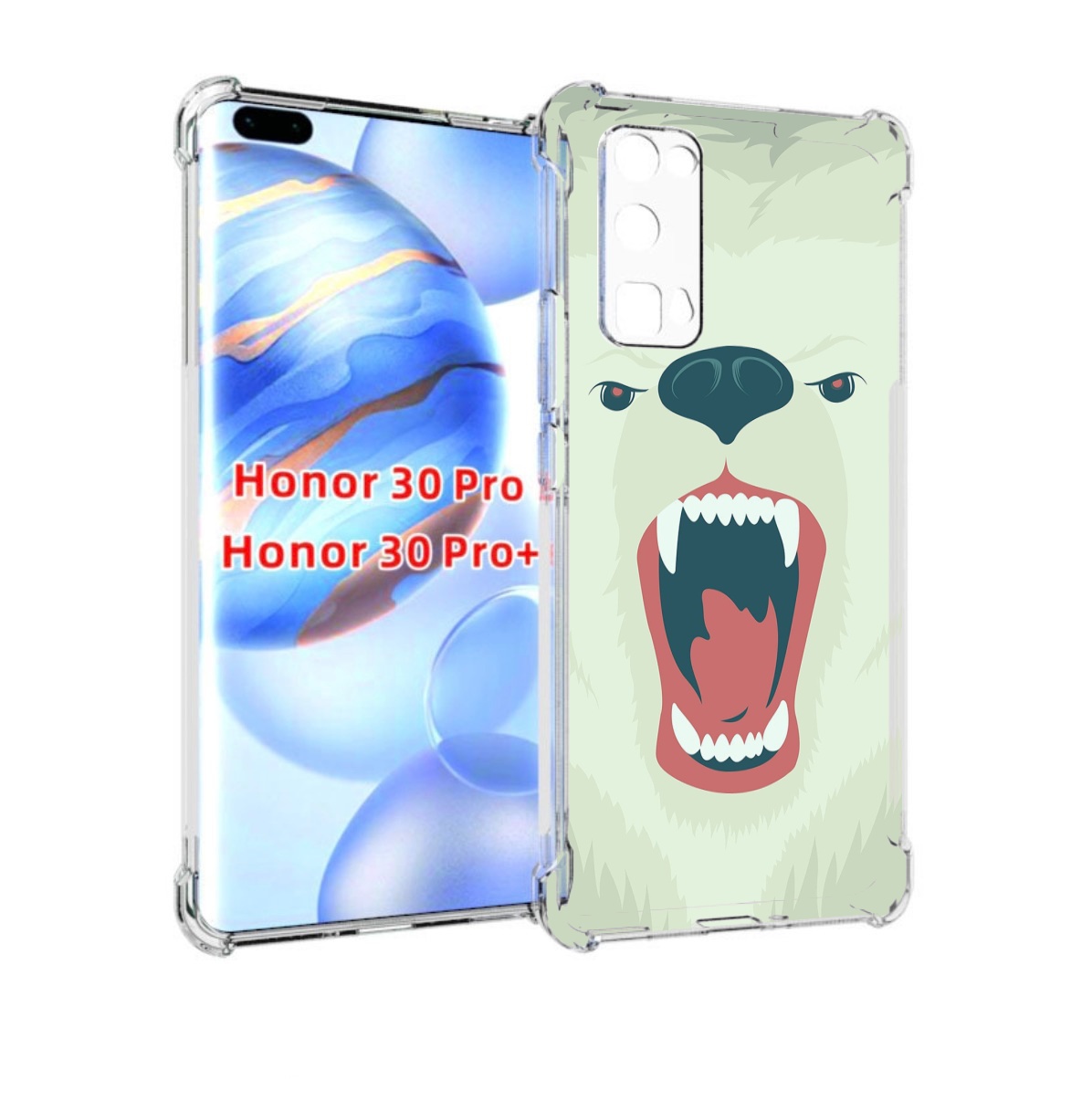 

Чехол бампер MyPads белый-медведь для Honor 30 Pro, Прозрачный, Tocco