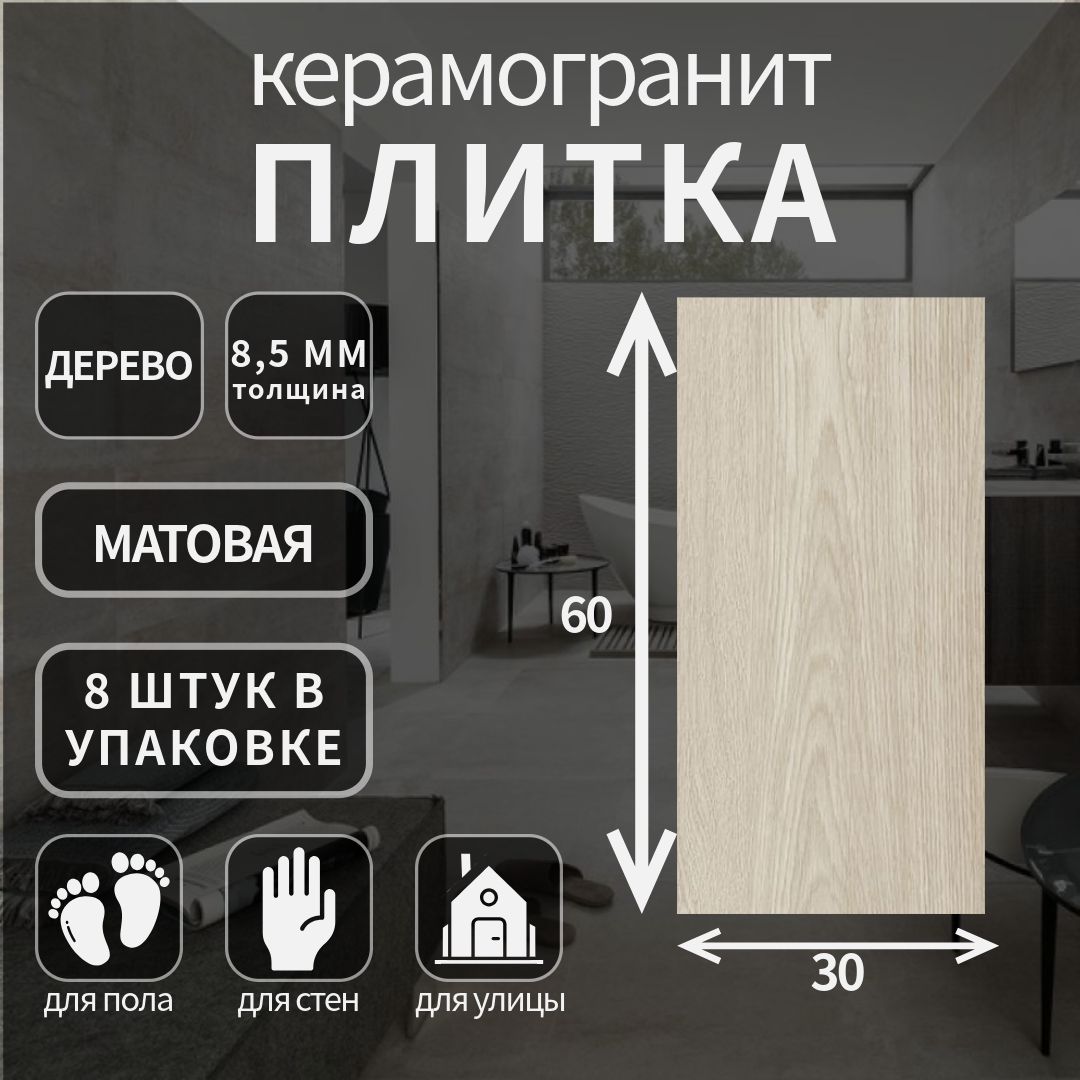 

Керамогранит Lasselsberger Спектр натуральный, 30x60, 6260-0086, Бежевый, Спектр