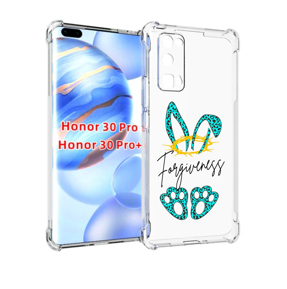 

Чехол бампер MyPads бирюзовое лапки и ушки женский для Honor, Прозрачный, Tocco