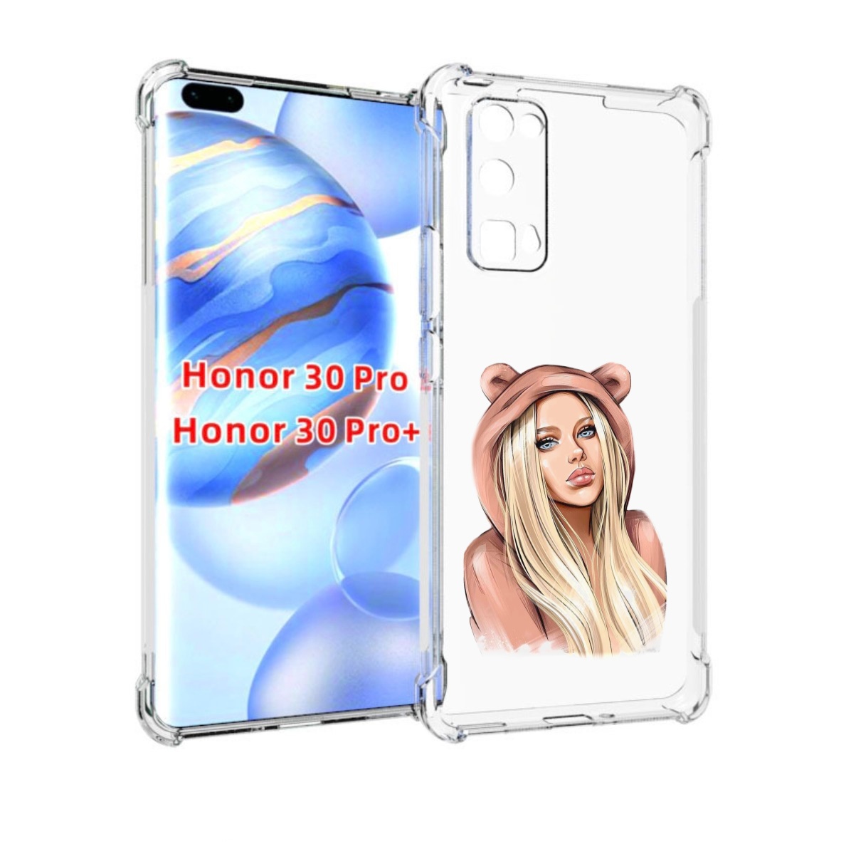 

Чехол бампер MyPads блондинка-в-капюшоне женский для Honor, Прозрачный, Tocco