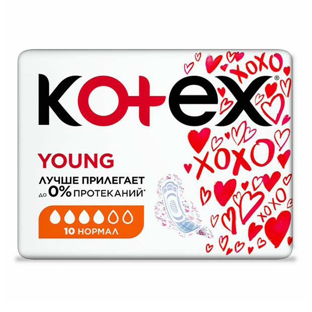 Прокладки женские Kotex Young Normal 10 шт прокладки женские kotex super slim ежедневные 56 шт