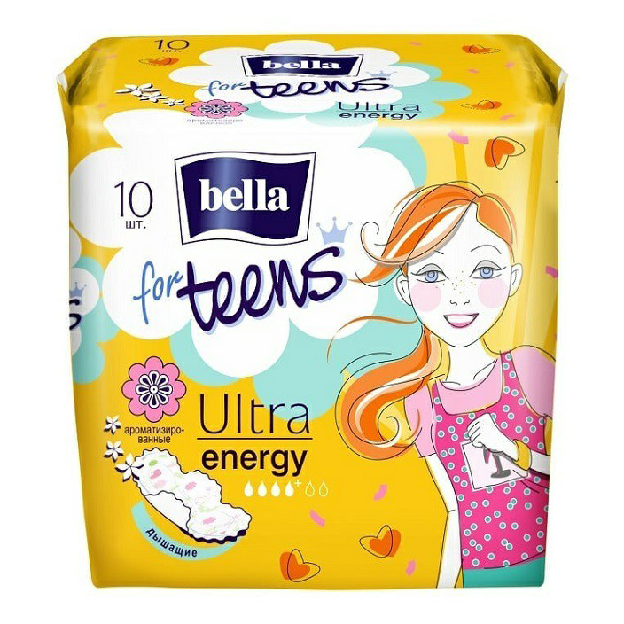 

Прокладки женские гигиенические Bella for Teens Ultra Energy deo 10 шт, Белый