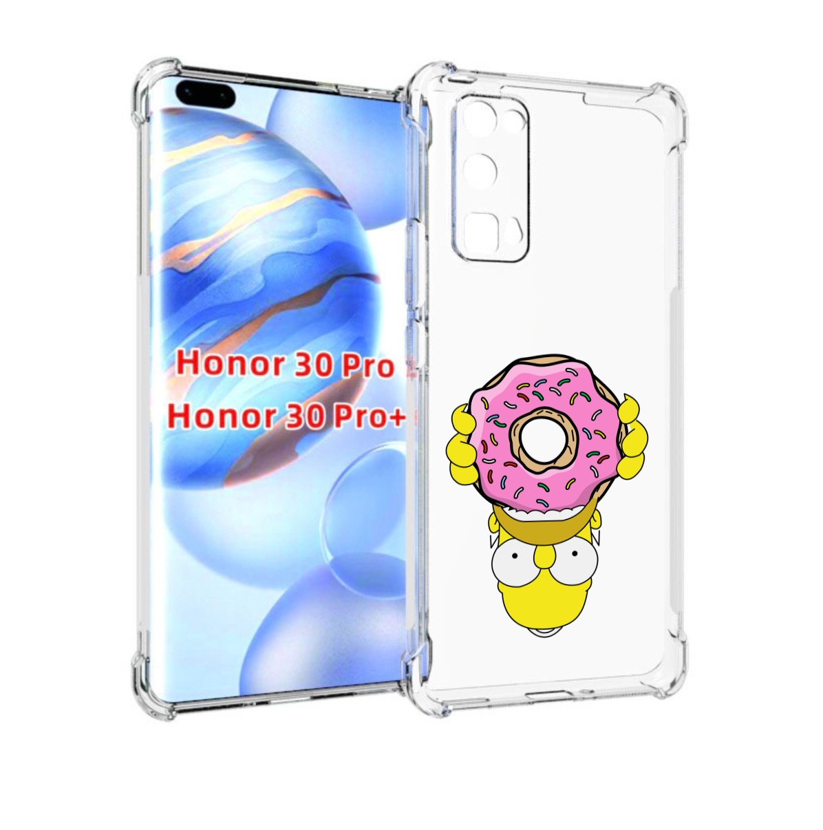 

Чехол бампер MyPads большой-пончик для Honor 30 Pro, Прозрачный, Tocco