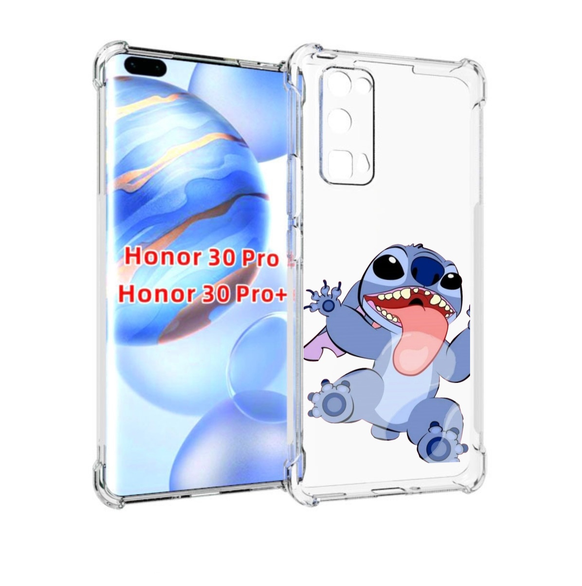 

Чехол бампер MyPads большой-стич для Honor 30 Pro, Прозрачный, Tocco