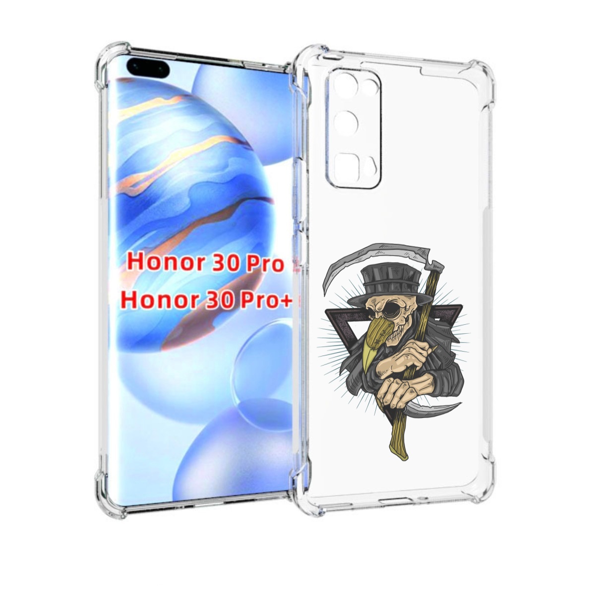 

Чехол бампер MyPads борец-с-чумой для Honor 30 Pro, Прозрачный, Tocco