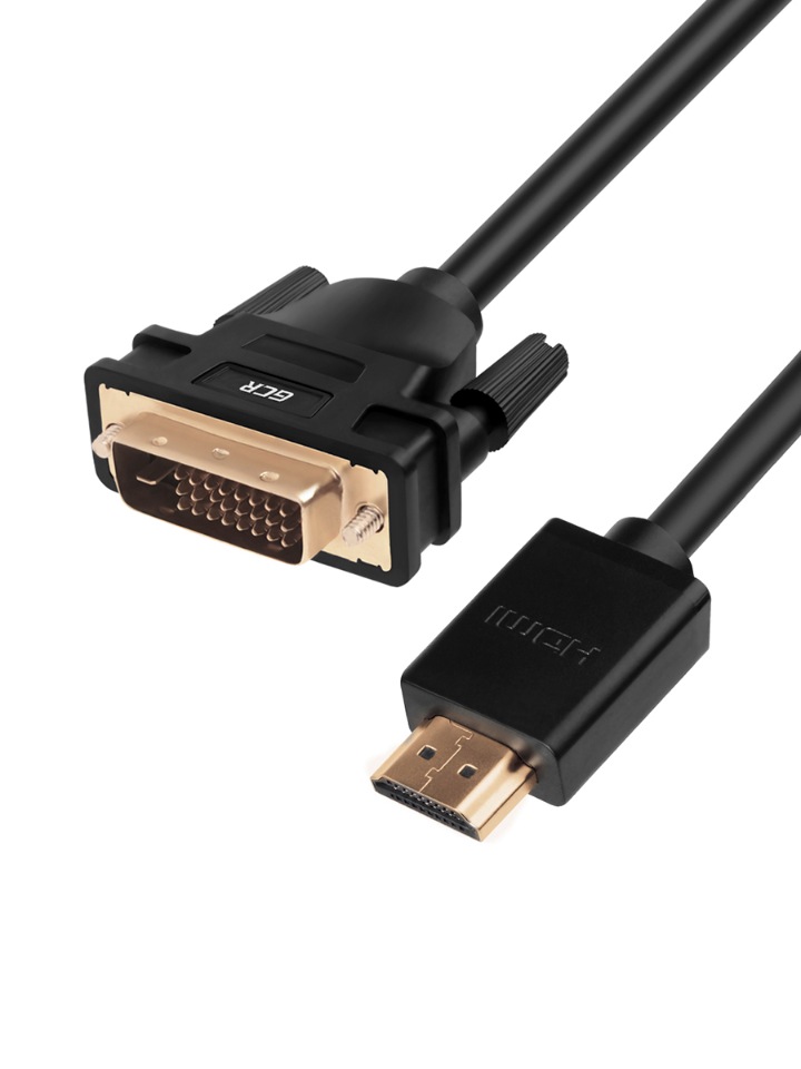 фото Кабель gcr 0.3м hdmi-dvi черный, od8.0mm позолоченные контакты