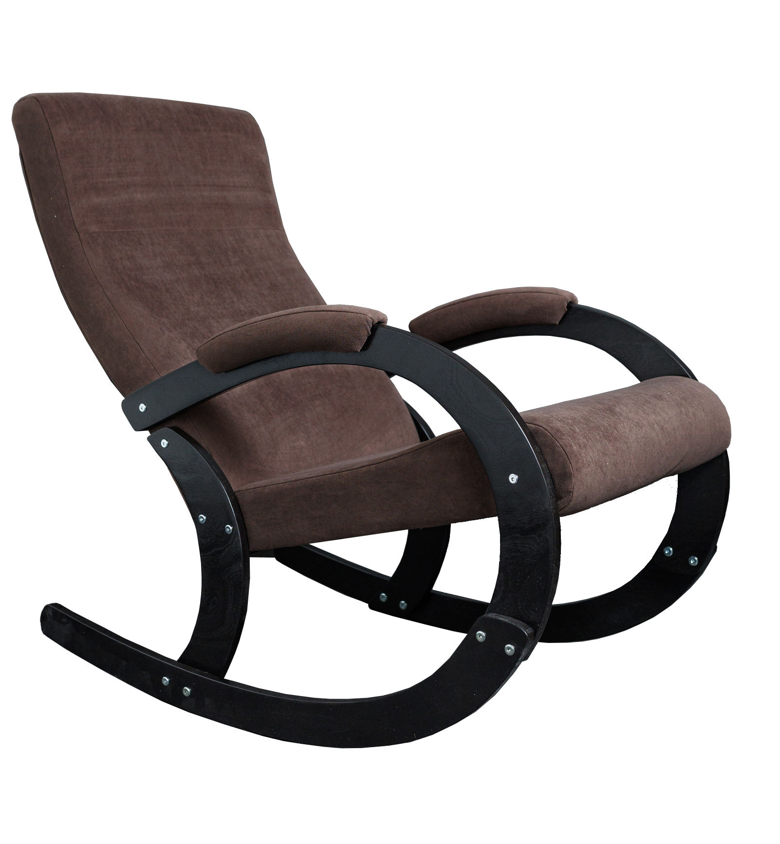 Кресло-качалка с мягкими подлокотниками KONAR Велюр коричневый