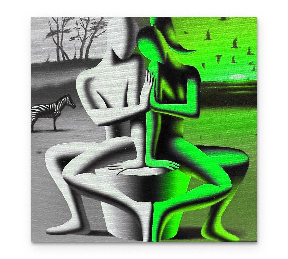

Картина интерьерная на холсте Poly Print Art Притяжение зеленый 50х50 см.