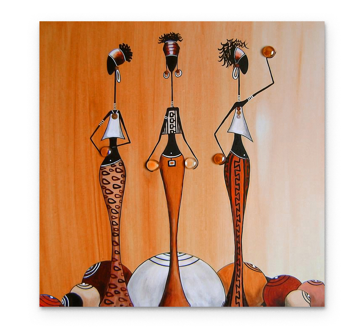 

Картина интерьерная на холсте Poly Print Art Трио негритянок 20х20 см.