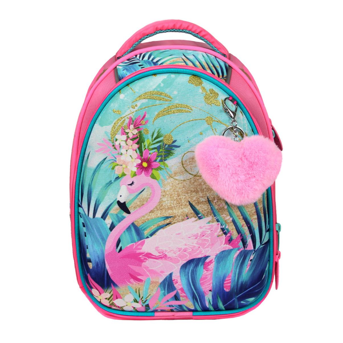 Ранец детский LURIS Джой 2 + мешок для обуви фламинго 0237, розовый, 27х19х38