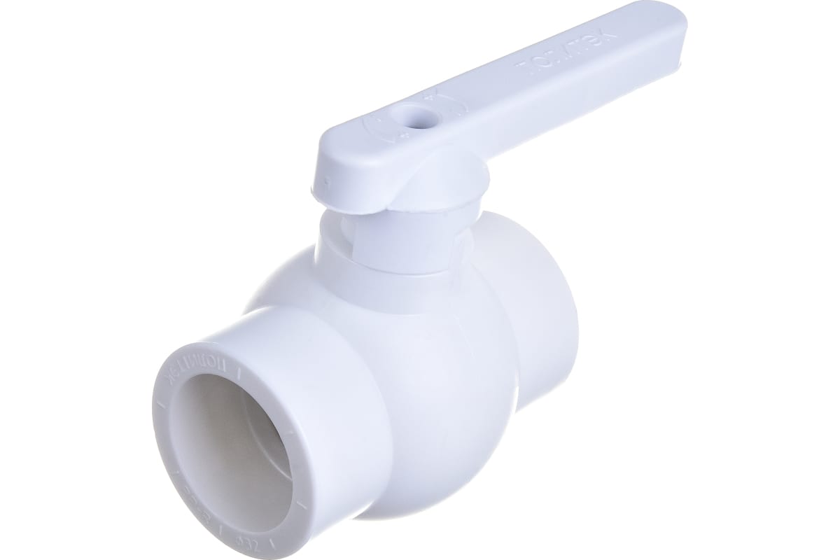 Кран полипропилен Политэк пластиковый, шаровой, полнопроходной, d=32 мм, белый, 1 шт. пластиковый шаровой клапан fv plast