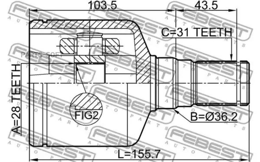 

Шрус внутренний левый 28x36.2x31 подходит для ford mondeo ca2 2007-2014 [eu] 2111-awf21lh