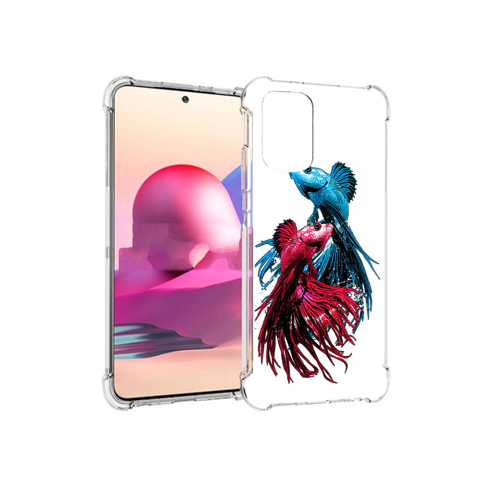 

Чехол MyPads Tocco для Xiaomi Redmi Note 10S рыбы петушки (PT158704.257.592), Прозрачный, Tocco