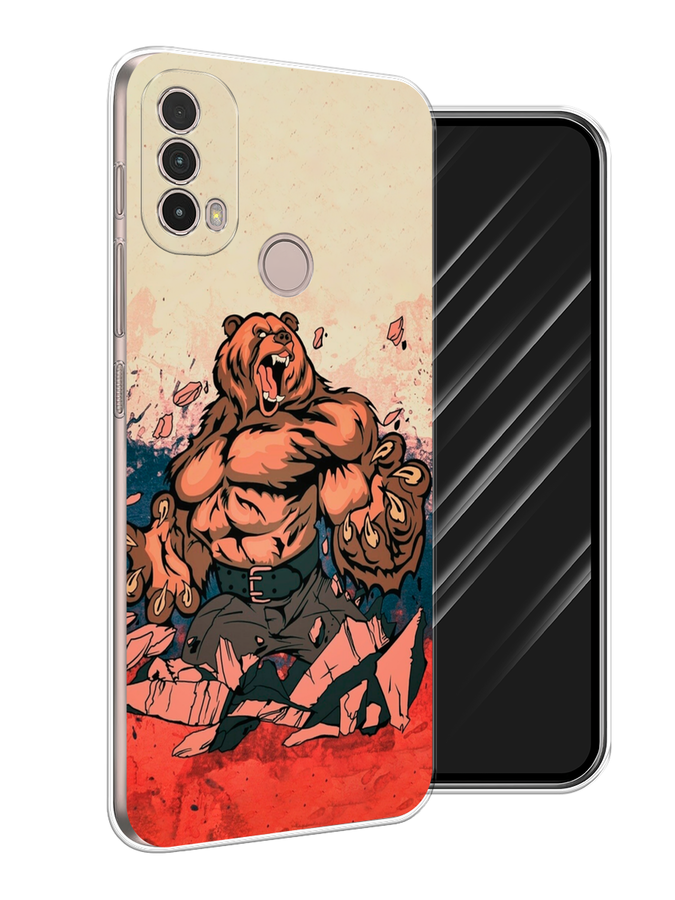

Чехол Awog на Nokia C100 "Медведь с флагом РФ", Коричневый;синий;красный, 125350-2