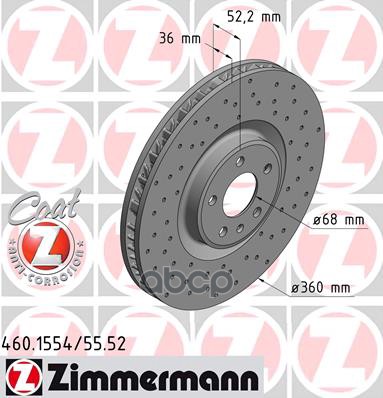

Тормозной диск ZIMMERMANN комплект 1 шт. 460155452