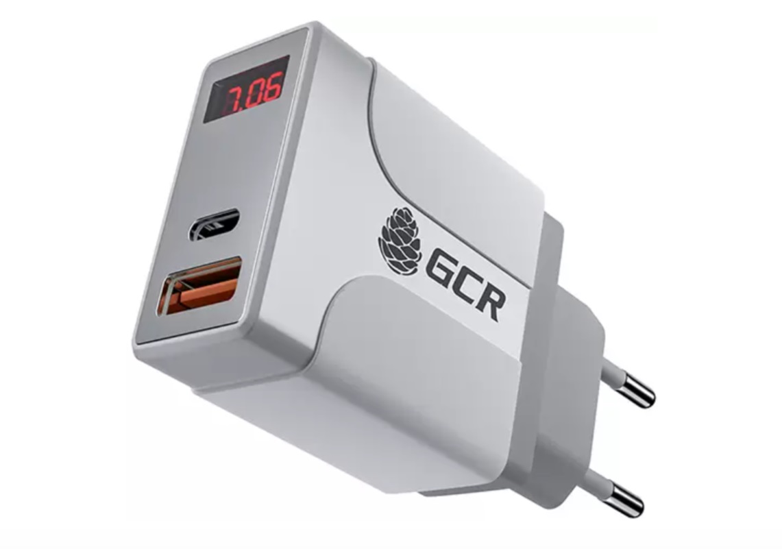 фото Сетевое зарядное устройство gcr gcr-tq-mj03, 2 usb, qc 3.0 + pd 3.0