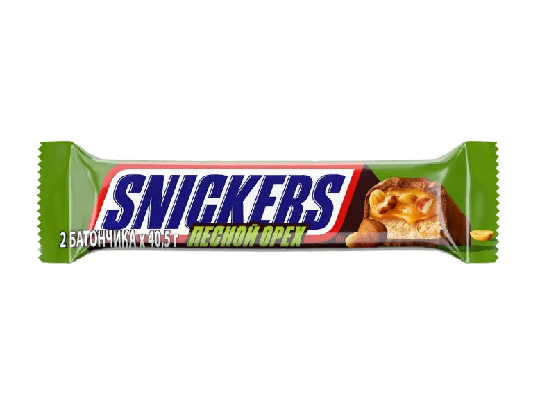 

Шоколадный батончик Snickers лесной орех 81г, (2шт.)