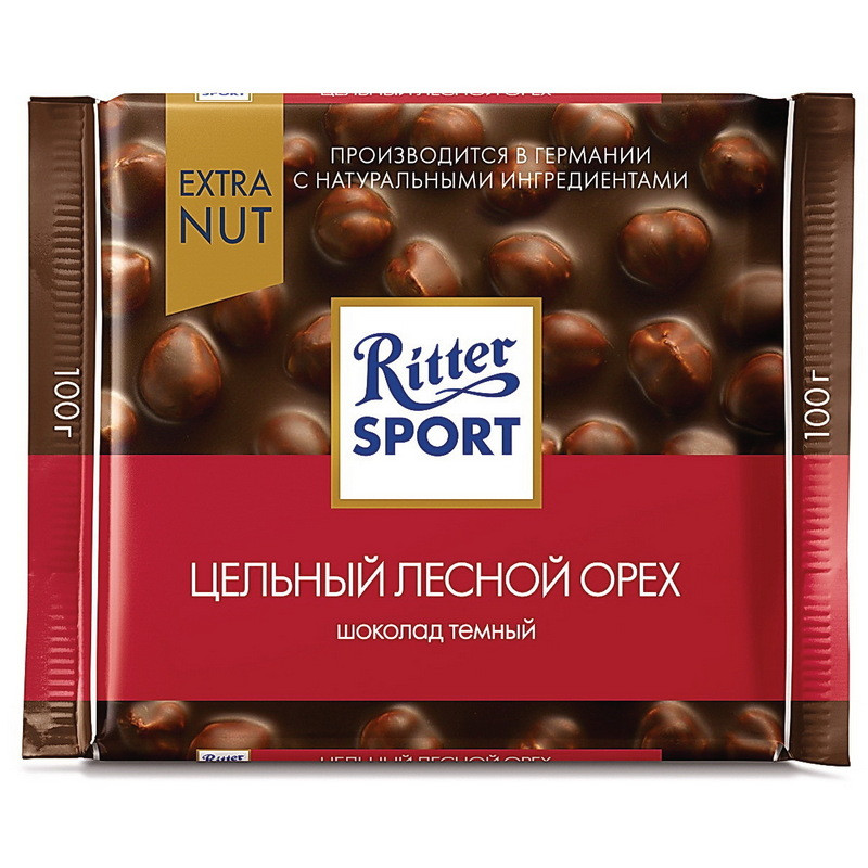 

Шоколад Ritter Sport горький цельный орех 100г