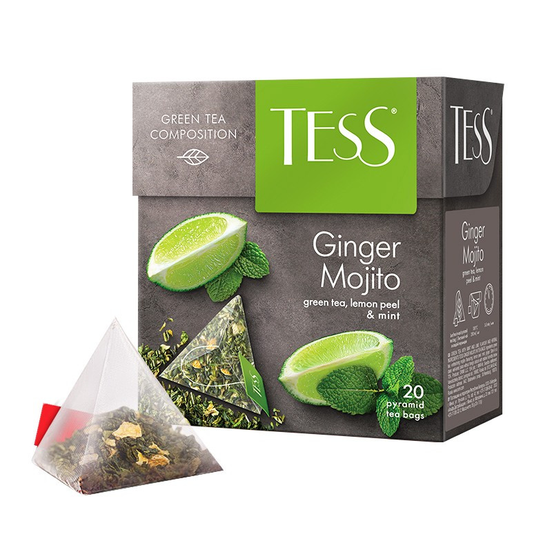 Чай TESS GINGER MOJITO зеленый пирамидки 20шт, (2шт.)