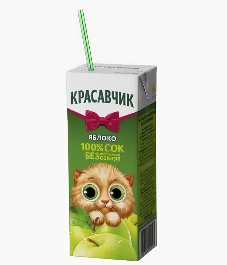 

Сок Красавчик яблочный осветленный восстановленный 0,2 л