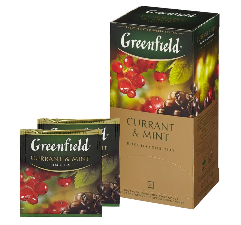 Чай Greenfield Currant and Mint черный фольгир. 25пак/уп 1249-10, (2шт.)