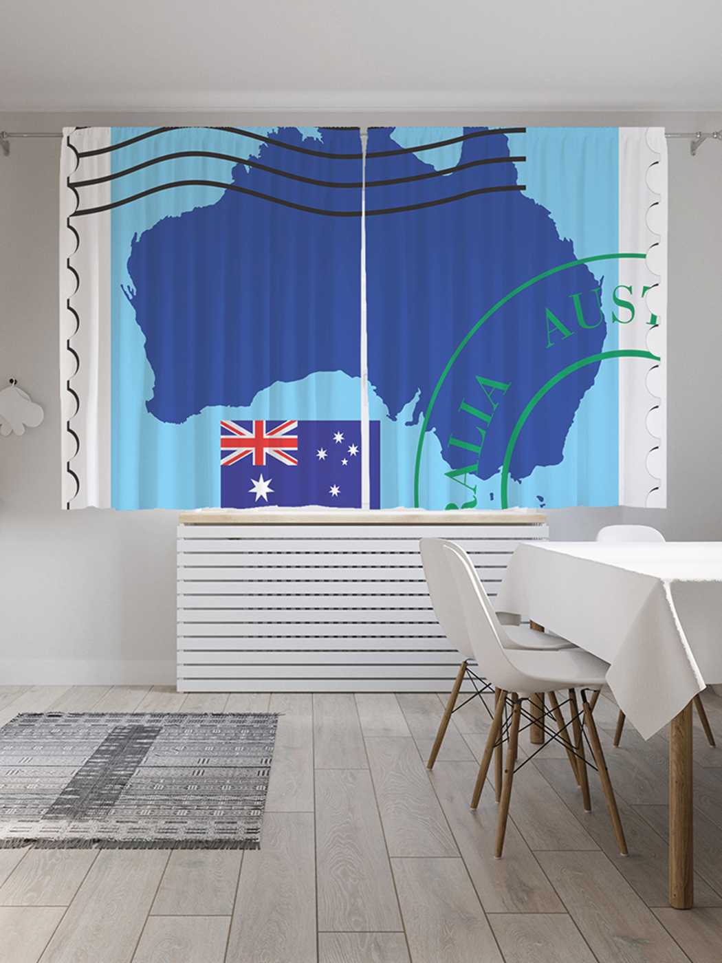 

Классические шторы JoyArty "Марка Австралия", серия Oxford DeLux, 2 полотна 145x180 см, Марка Австралия