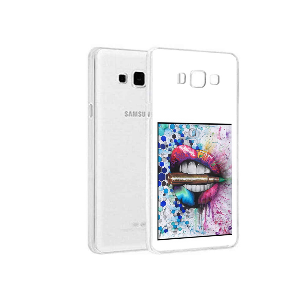 Чехол MyPads Tocco для Samsung Galaxy A3 (2015) разноцветные губы с пулей