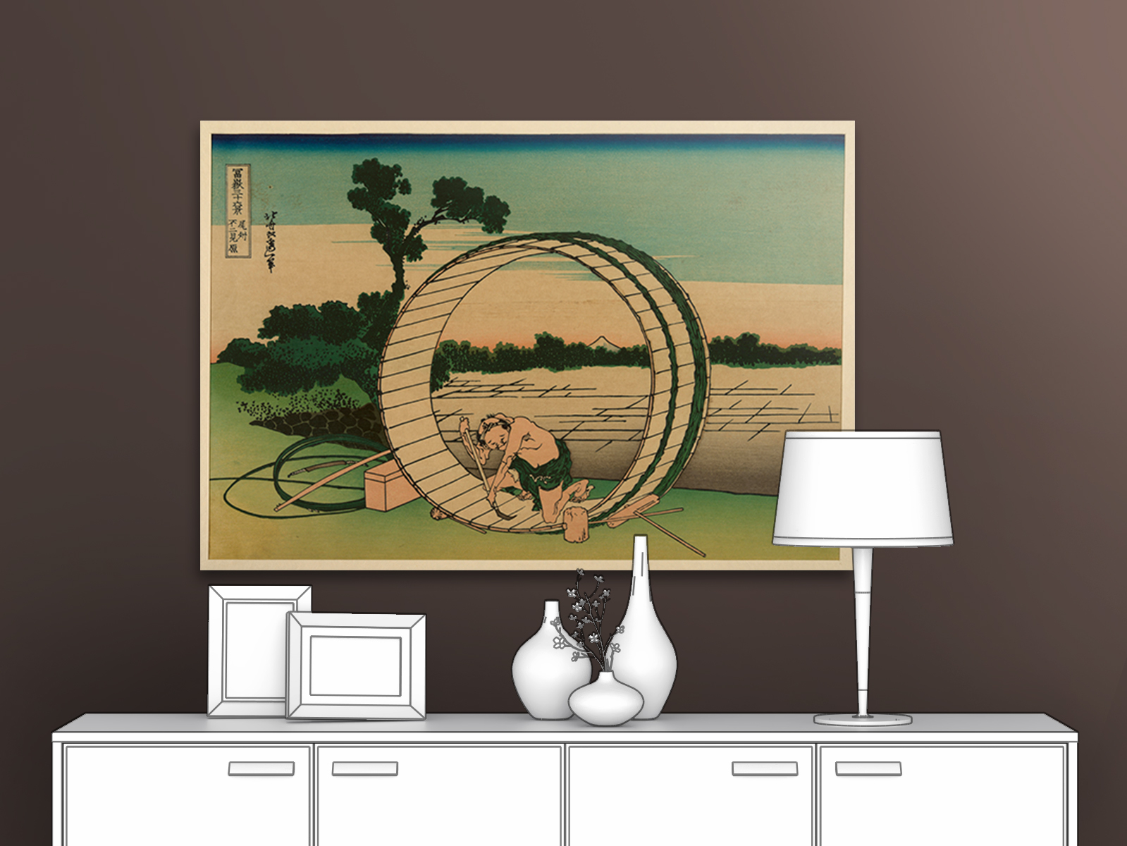 

Картина на холсте репродукция Кацусика Хокусай "Равнина Фудзимигахара" 35х24 см, Равнина Фудзимигахара в провинции Овари