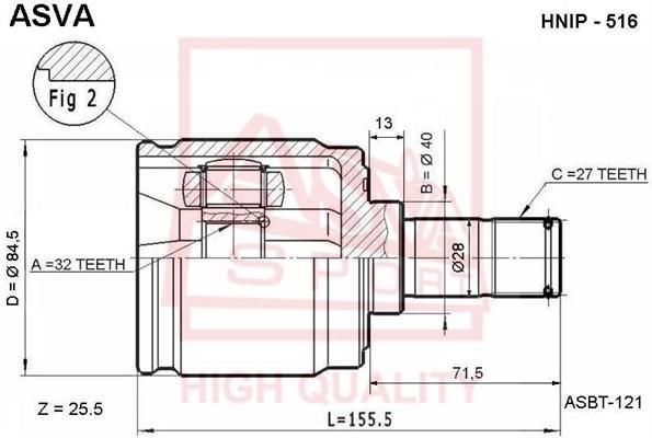 

ШРУС внутр.32x40x27 HONDA ACCORD 90-93, PRELUDE