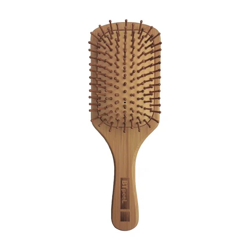 Расческа BTpeel массажная бамбуковая с бамбуковыми зубьями баночка с воском белый с тальком для очень чувствительной кожи и жестких коротких волос