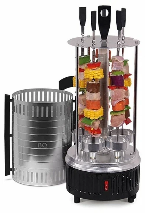 

Электрошашлычница BQ BBQ1000 серебристый, черный, BBQ1000