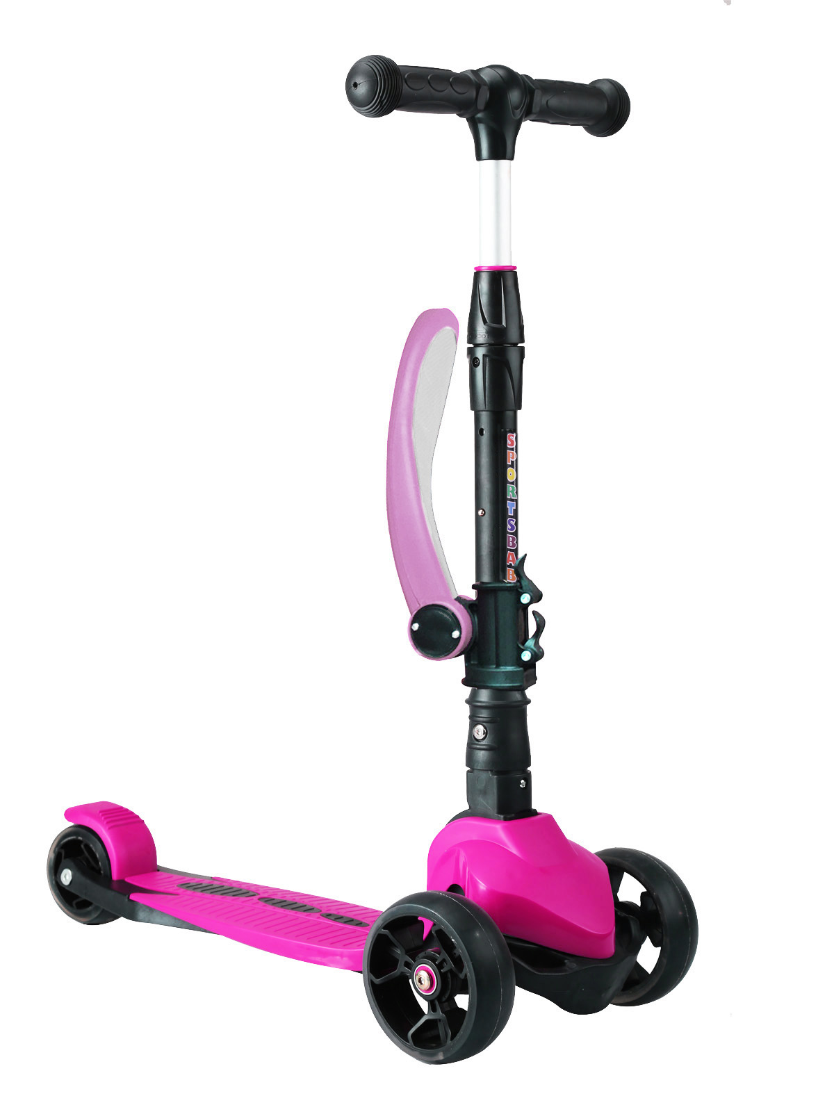 Детский трехколесный самокат Sportsbaby NEO MS-924 складной, светятся колеса розовый велосипед детский трехколесный sportsbaby turbo ms 0637 ic