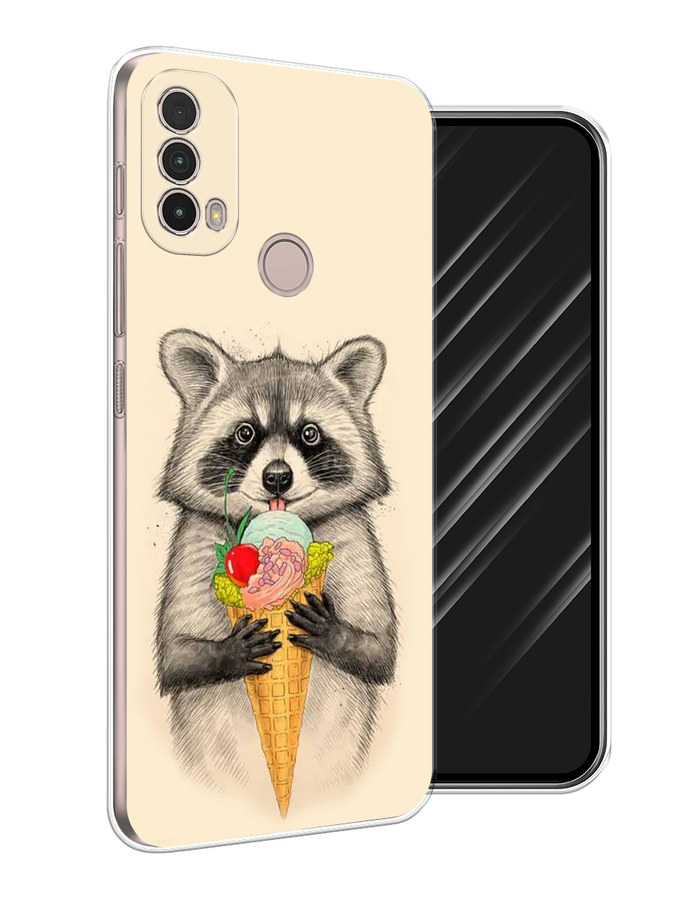 

Чехол Awog на Nokia C100 "Енот с мороженым", Бежевый;серый, 125350-10