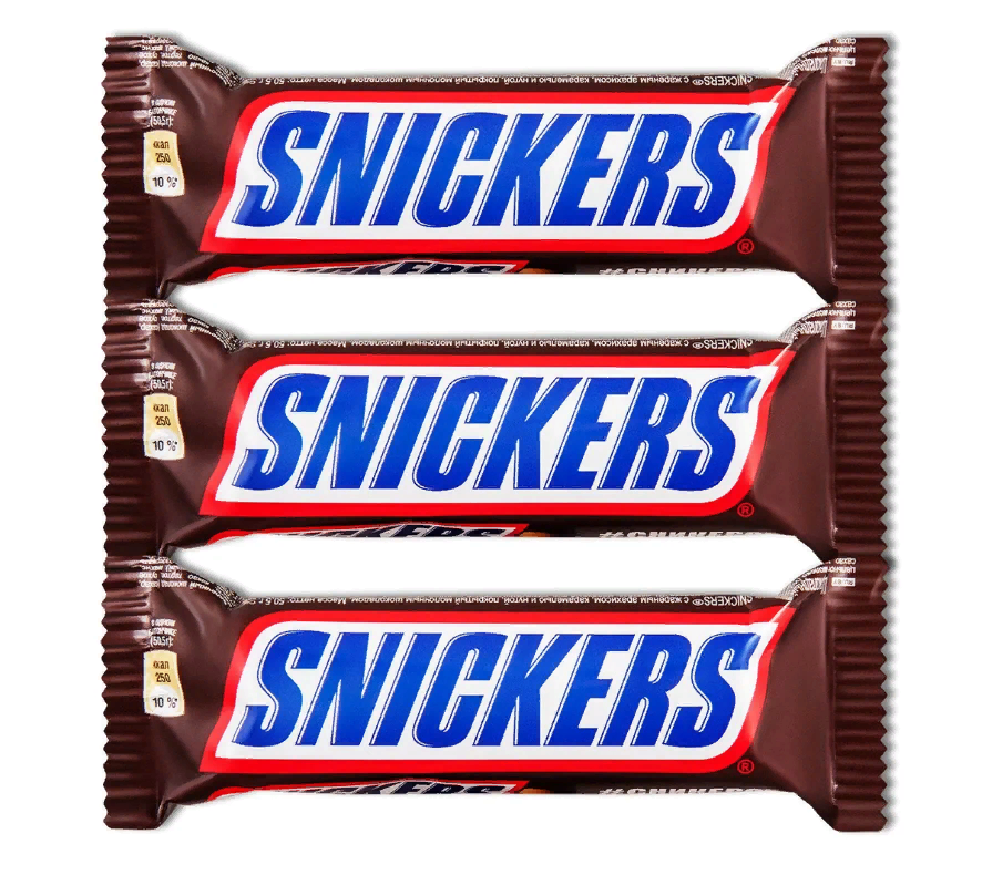 Шоколадный батончик Snickers 50,5г, (3шт.)