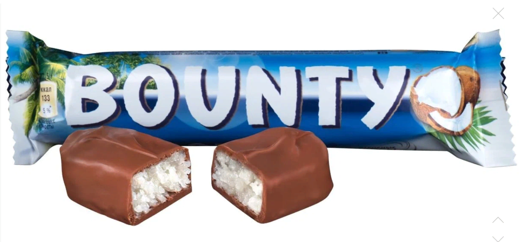 Шоколадный батончик Bounty 55г, (3шт.)