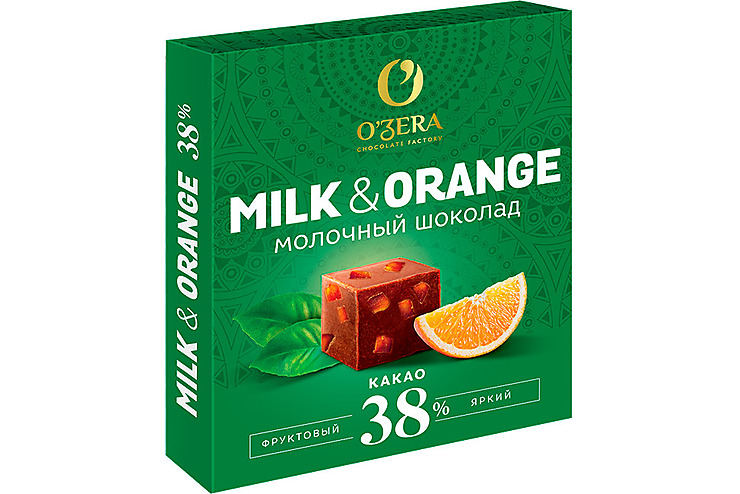«O'Zera», шоколад молочный Milk & Orange, 90 г