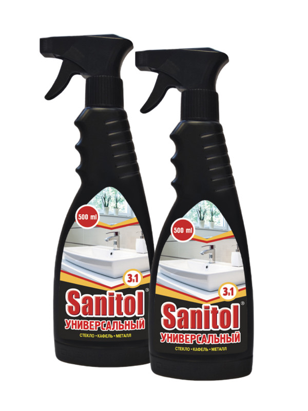 

Универсальный спрей Sanitol для удаления налета, разводов и ржавчины, 2шт. х 500мл