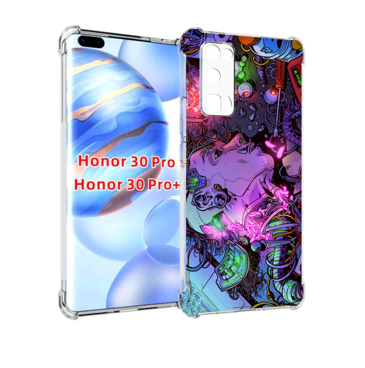 

Чехол бампер MyPads голова робота мультик для Honor 30 Pr, Прозрачный, Tocco