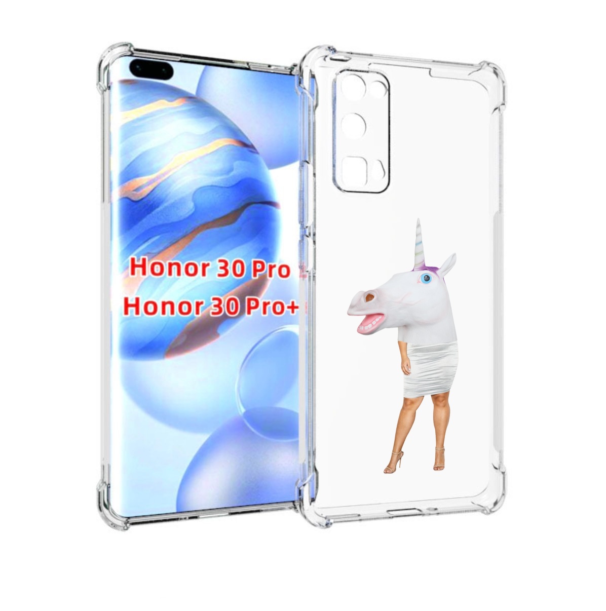 

Чехол бампер MyPads голова-единорога для Honor 30 Pro Honor, Прозрачный, Tocco