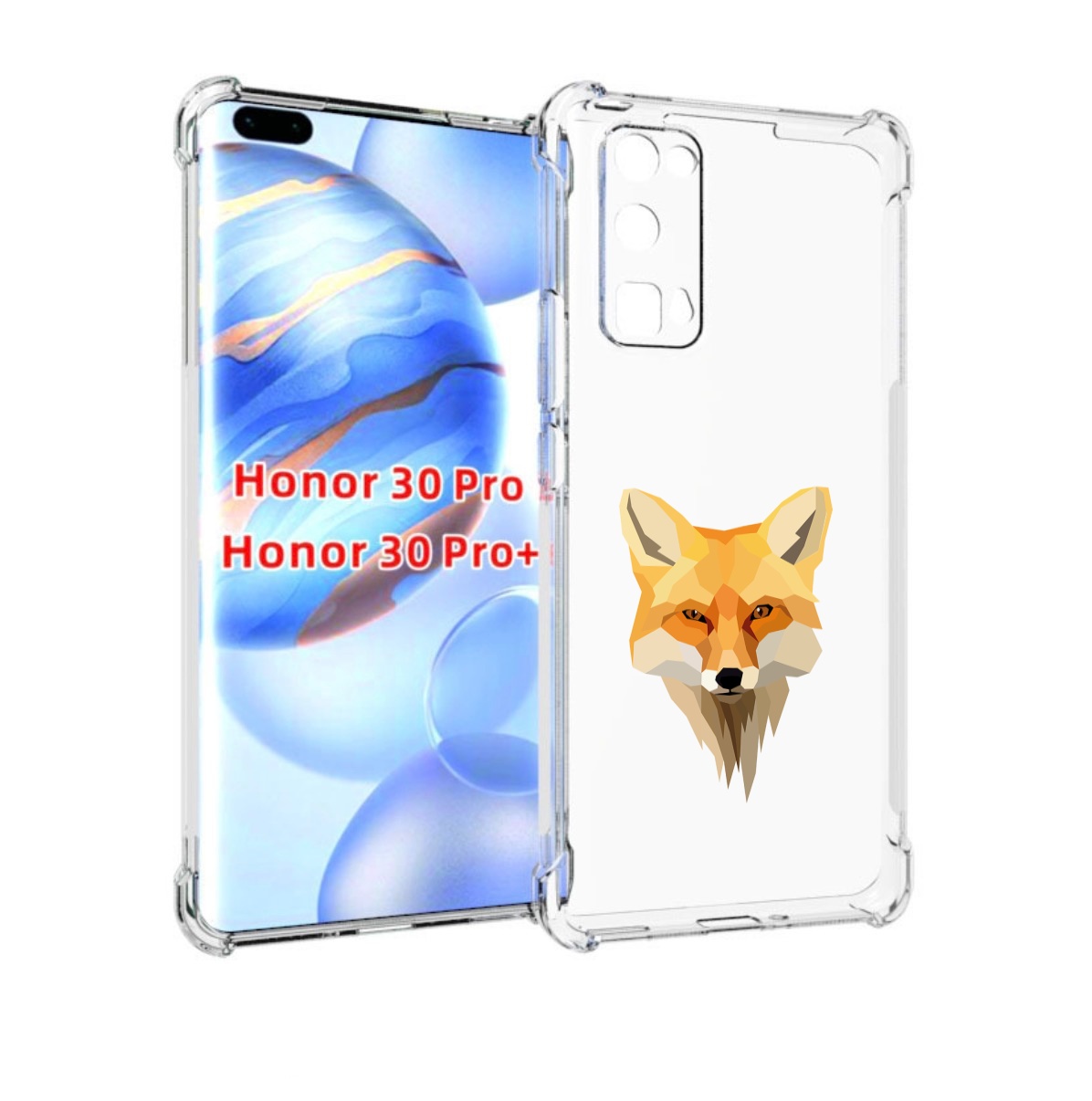 

Чехол бампер MyPads голова-лисы для Honor 30 Pro, Прозрачный, Tocco