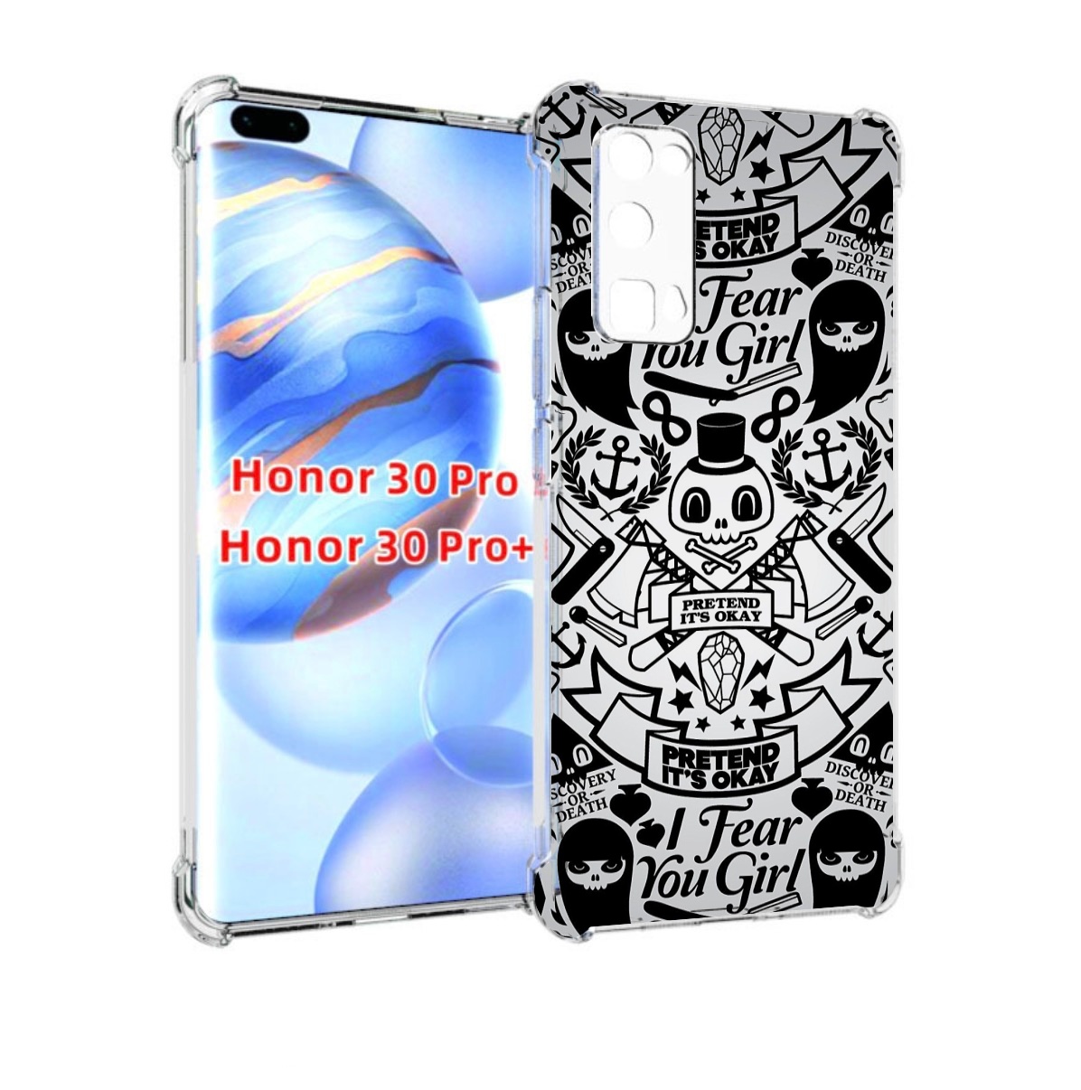 

Чехол бампер MyPads готический-принт для Honor 30 Pro Honor, Прозрачный, Tocco