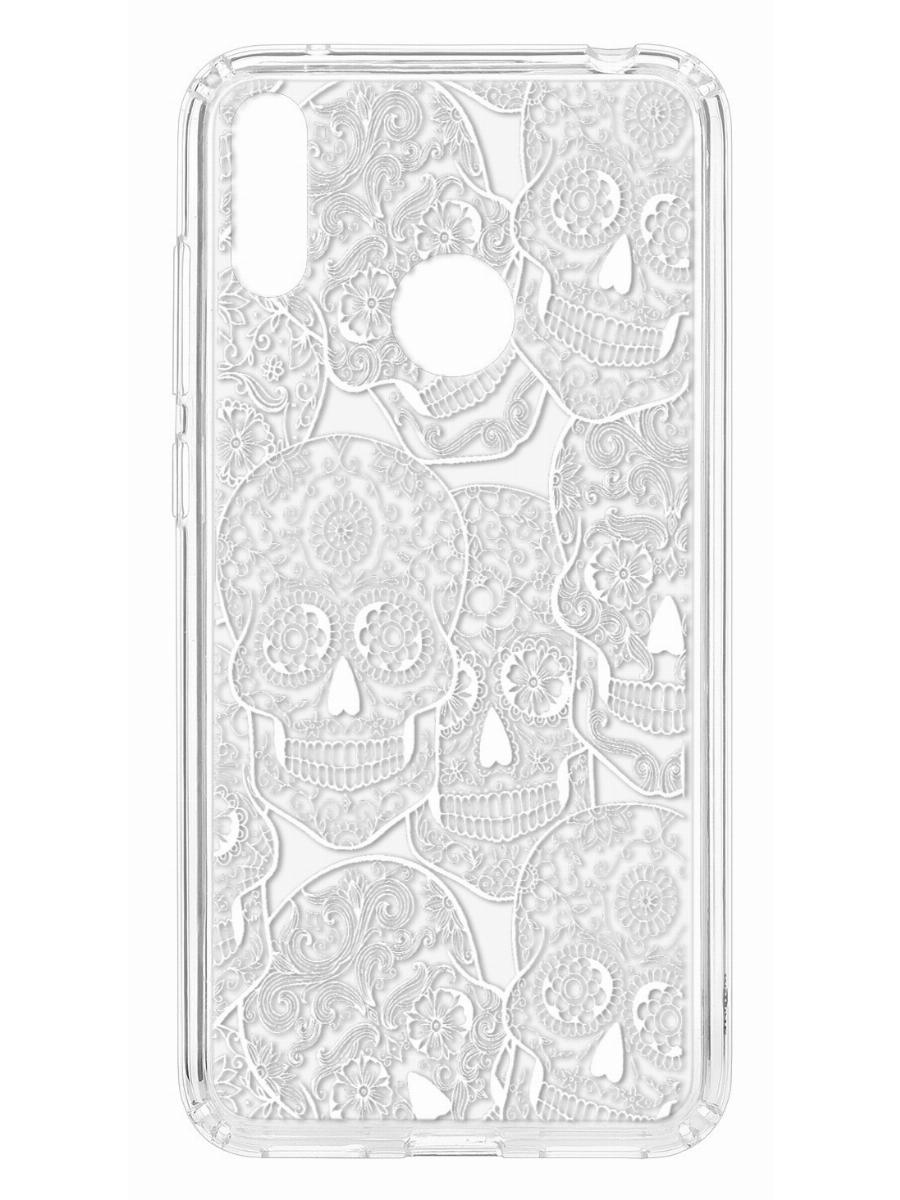 фото Чехол для huawei y7 2019 kruche print skull white кruче