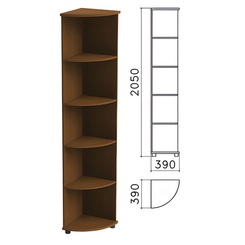 

Шкаф (стеллаж) угловой "Монолит", 390х390х2050 мм, 4 полки, цвет орех гварнери, УМ46.3, Коричневый, УМ46.3