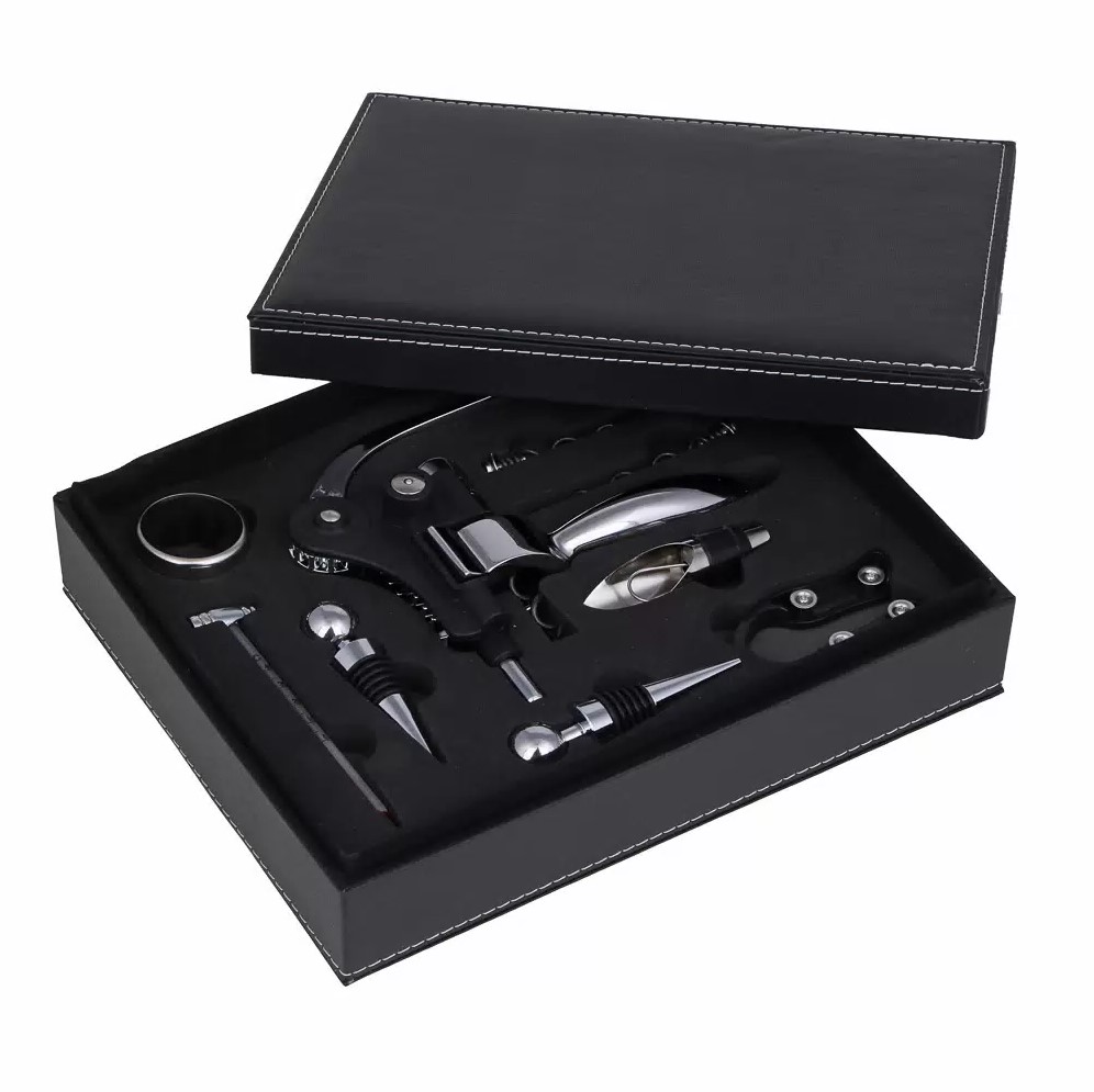 

BY COLLECTION Набор для вина, 7пр., 28,5х25,3х6,7см, Черный;серебристый, 884006