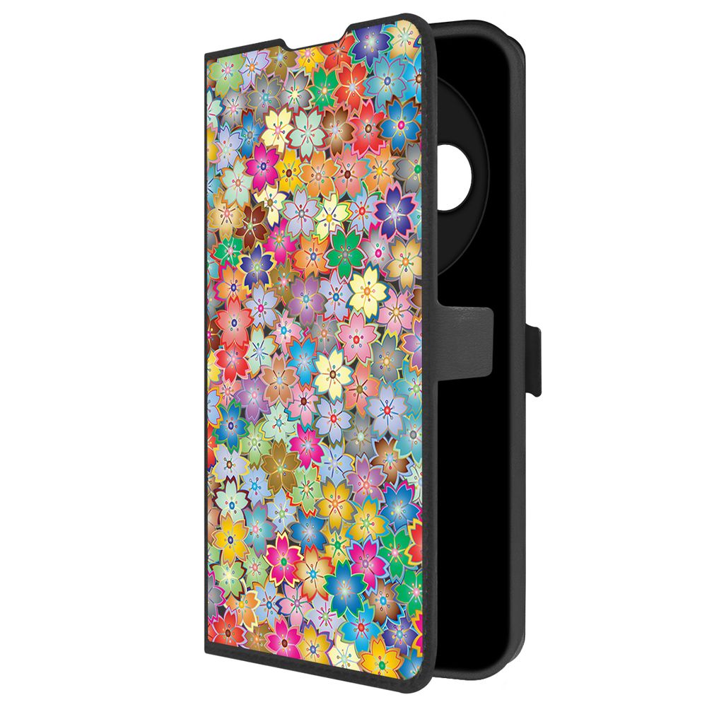 

Чехол-книжка Krutoff Eco Book для Xiaomi Redmi 14C/Poco C75 Цветочный паттерн 4 (черный)