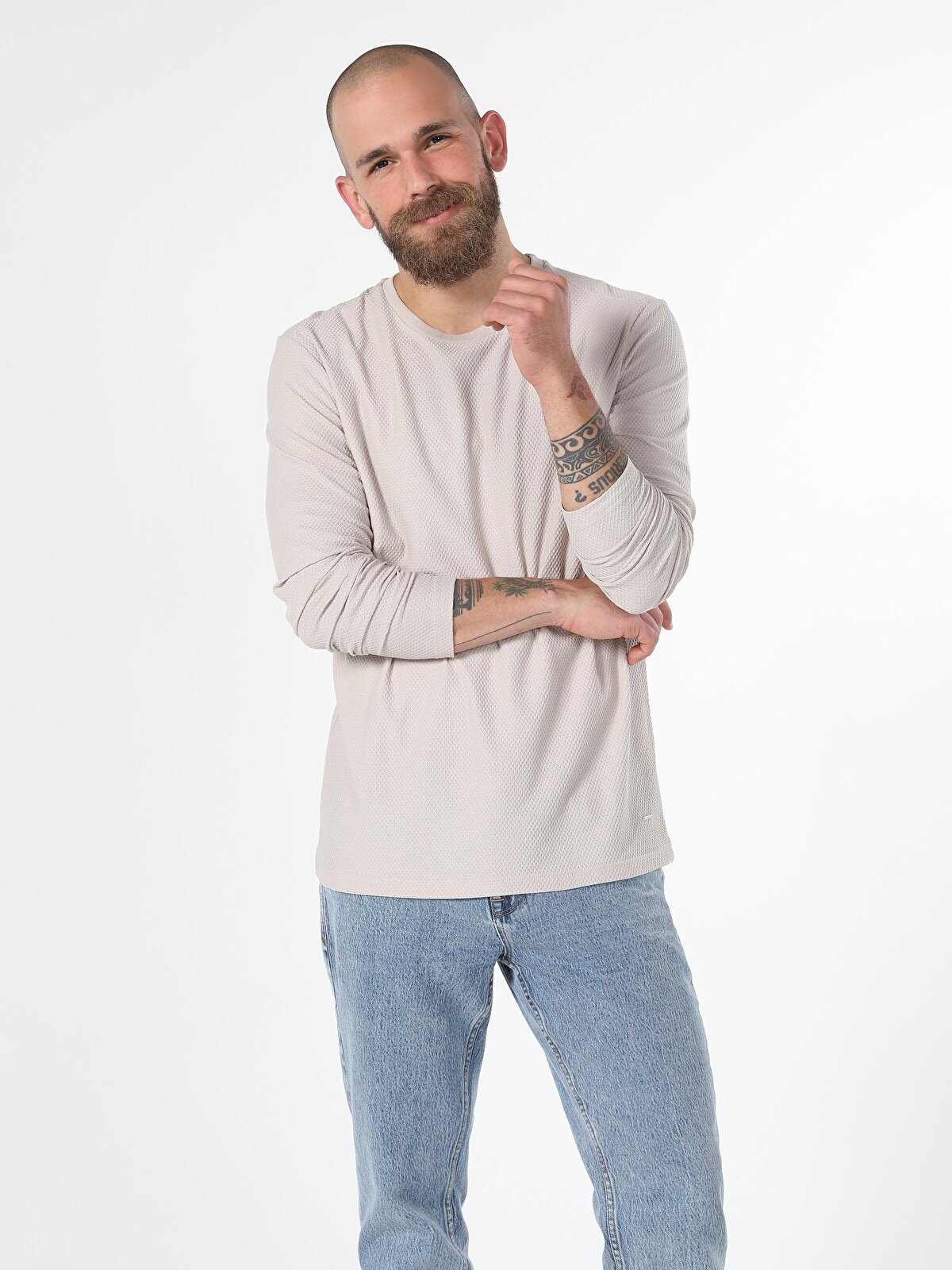 

Лонгслив мужской Colins CL1051143_Q1.V1 бежевый M, CL1051143_Q1.V1