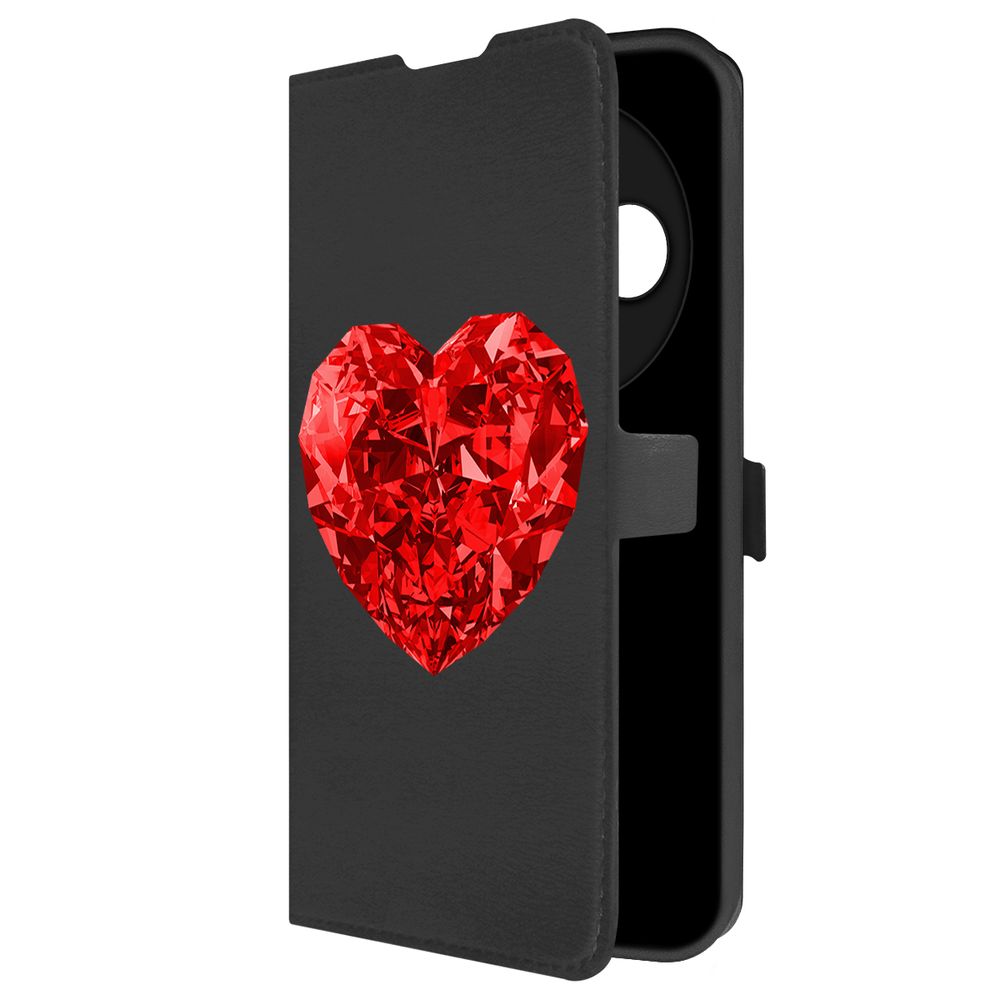 

Чехол-книжка Krutoff Eco Book для Xiaomi Redmi 14C/Poco C75 Рубиновое сердце (черный)