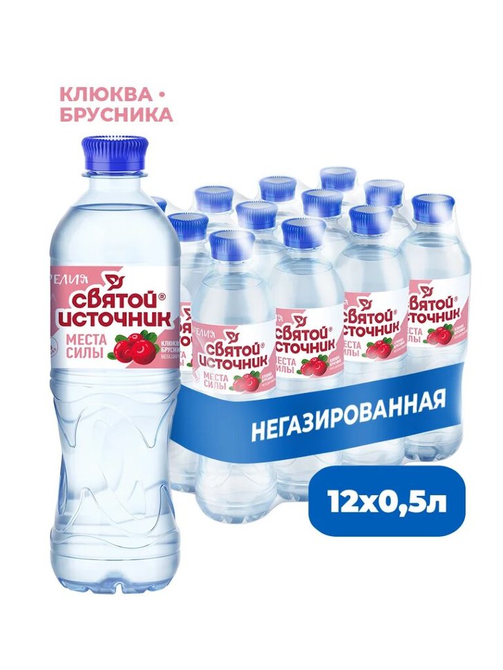 

Святой Источник вода питьевая негазированная клюква, брусника 0,5 л 12 шт