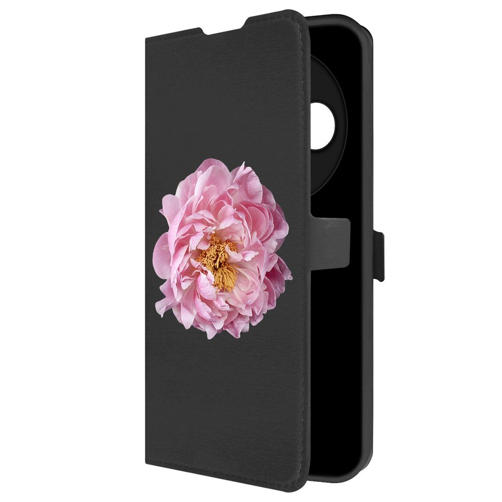 

Чехол-книжка Krutoff Eco Book для Xiaomi Redmi 14C/Poco C75 Розовый пион (черный)