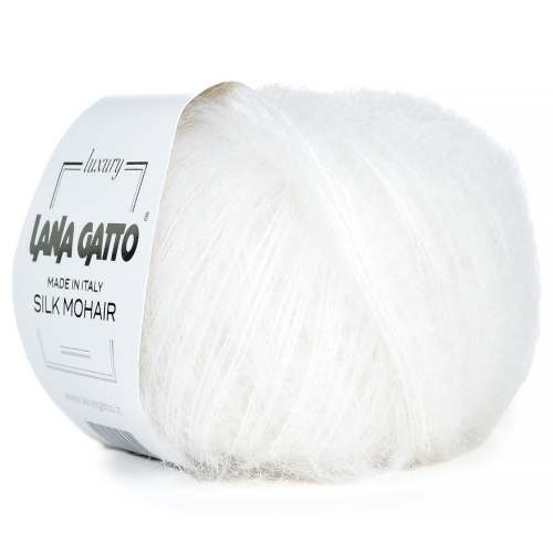 Пряжа Lana Gatto Mohair Silk 6027 мохер на шелке, 2 мотка, белый